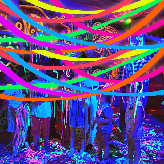 Light-up crepe paper streamer, 8 rolls of luminous UV active fluorescent light party, requires purple light irradiation for luminescence, neon streamers suitable for wedding birthday black light party supplies decoration