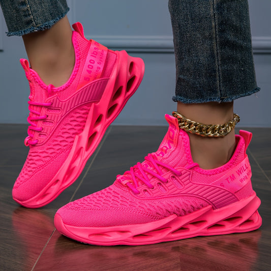 Men's Lightweight Breathable Running Shoes - Vibrant Neon Pink/White/Orange/Black/Green Color Options, MD Sole & Fabric Upper for Gym, Tennis, Walking - All-Season Comfort, Lace-Up Low-Top Athletic Sneakers, Sneakers, Gym Foo