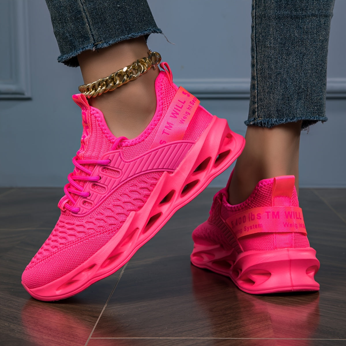 Men's Lightweight Breathable Running Shoes - Vibrant Neon Pink/White/Orange/Black/Green Color Options, MD Sole & Fabric Upper for Gym, Tennis, Walking - All-Season Comfort, Lace-Up Low-Top Athletic Sneakers, Sneakers, Gym Foo