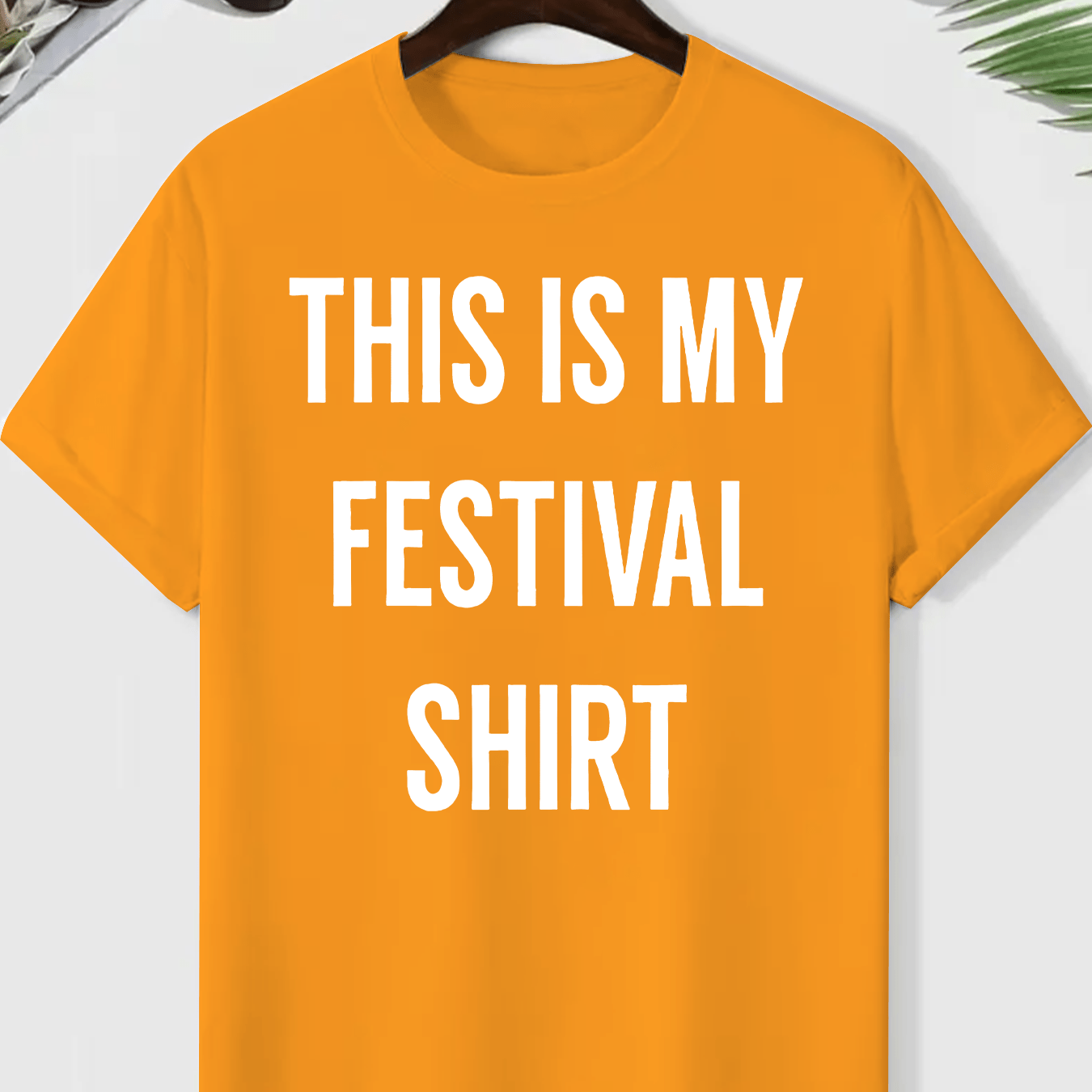 Men's "This Is My Festival Shirt" Graphic Tee - Gray Casual Crew Neck Short Sleeve T-Shirt, Lightweight & Breathable Polyester Blend, Perfect for Summer Festivals & Casual Attire