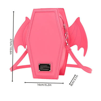 Black Punk Style Bat Wing Backpack - Adjustable Straps, Zipper Closure,, Gothic Coffin Design for Halloween, Parties & Casual Use