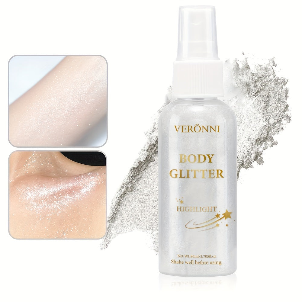 Glitter Highlighter spray, face body collarbone hair spray, Holiday party highlighter spray