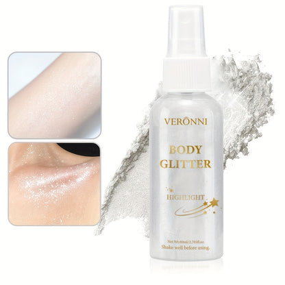 Glitter Highlighter spray, face body collarbone hair spray, Holiday party highlighter spray