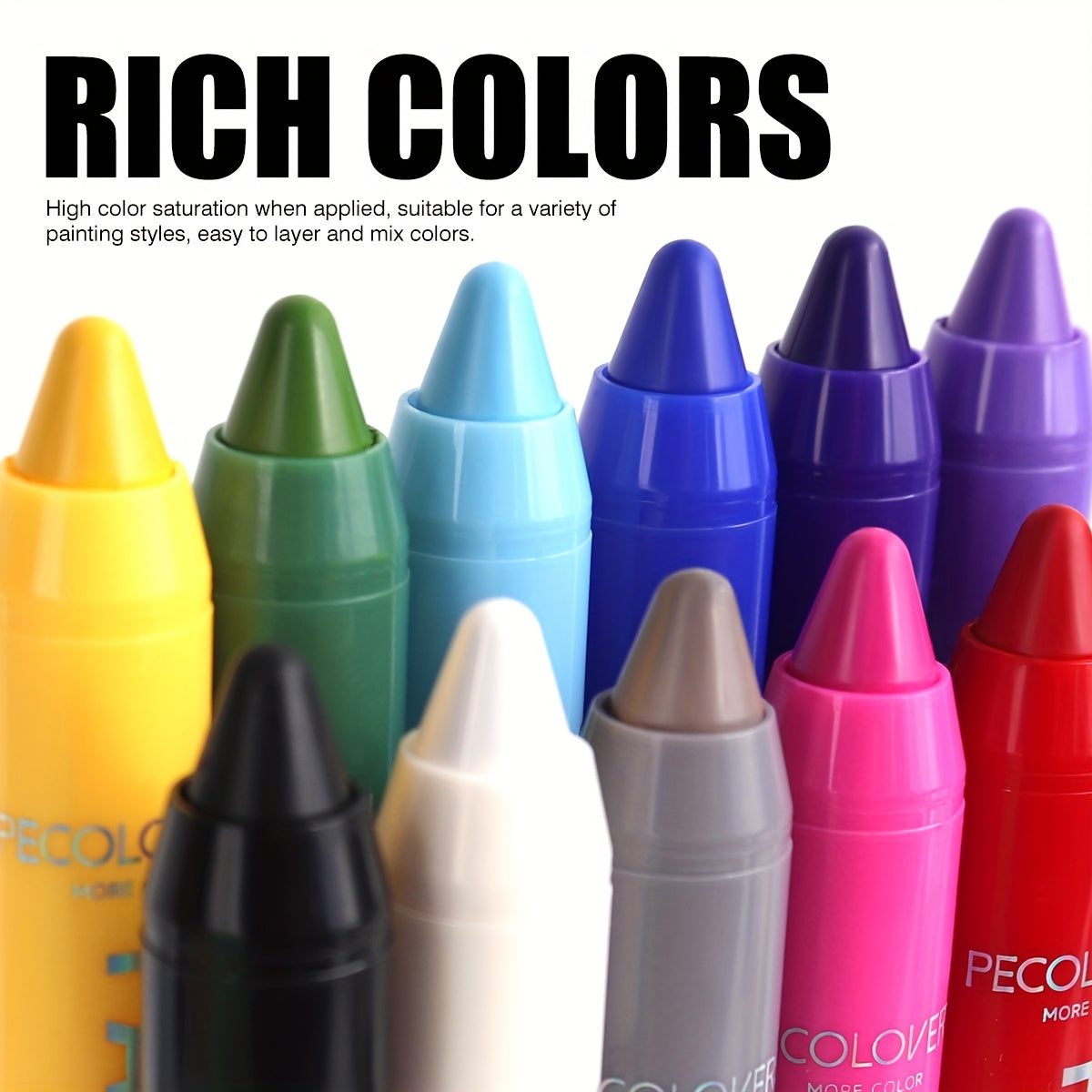 [1pc Vibrant Paint Stick] 1pc Vibrant Waterproof Paint Stick | High Pigment, Long-Lasting, Easy Application, Soft Formula in Black/Blue/Green/Purple for Halloween & Costume Parties, Halloween Makeup