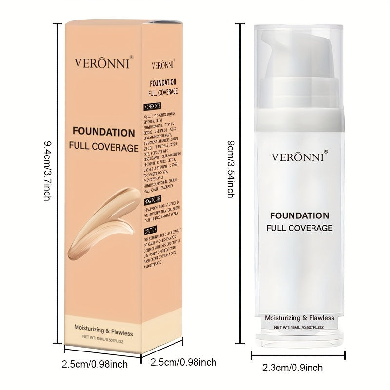 VERONNI Full Coverage Matte White Liquid Foundation - Extreme Coverage Heavy Duty Makeup, Waterproof & Long-Lasting Creamy Formula for Halloween, Goth, Zombie, Clown, - with Pump Dispenser for Professional & Everyday Use - Al
