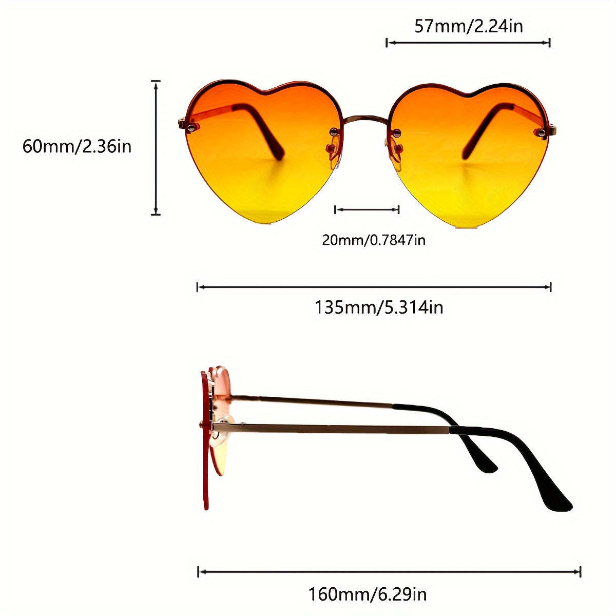 SSPV Rhinestone Heart Fashion Glasses - Sparkling Love-Shaped Shades in Multiple Colors, Glittery Gradient Lenses with Black Frames, Perfect for Festivals, Parties & Fashion Accessories, Party Eyewear, Rhinestone Embellishmen