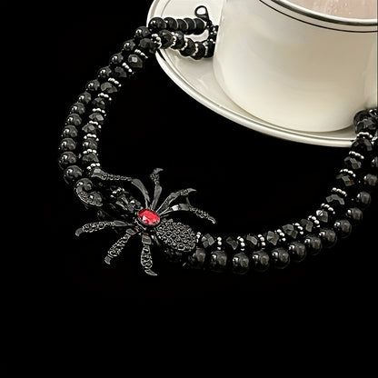New dark Gothic-style spider jewelry set, perfect for Halloween costume accessories, a must-have for exaggerated European and American parties, a spider necklace, bracelet, adjustable ring and earrings 4pcs jewelry set