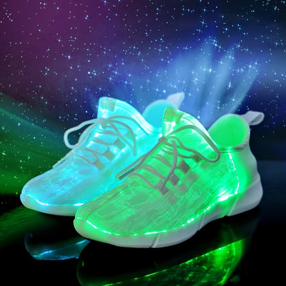 Solid Color Casual Flashing Luminous Sneakers, Lace Up Breathable Low-top Sporty Trainers, LED Rechargeable Glowing Shoes