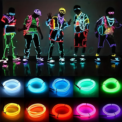 1pc Funky LED Neon Light-Up Wire Cable for Costumes, Parties & Raves - Adjustable Headband, 6 Colors (Blue/Green/Orange/Pink/Purple/White), Battery-Powered (No Batteries Included), Safe Low-Power Design for Halloween, Christm
