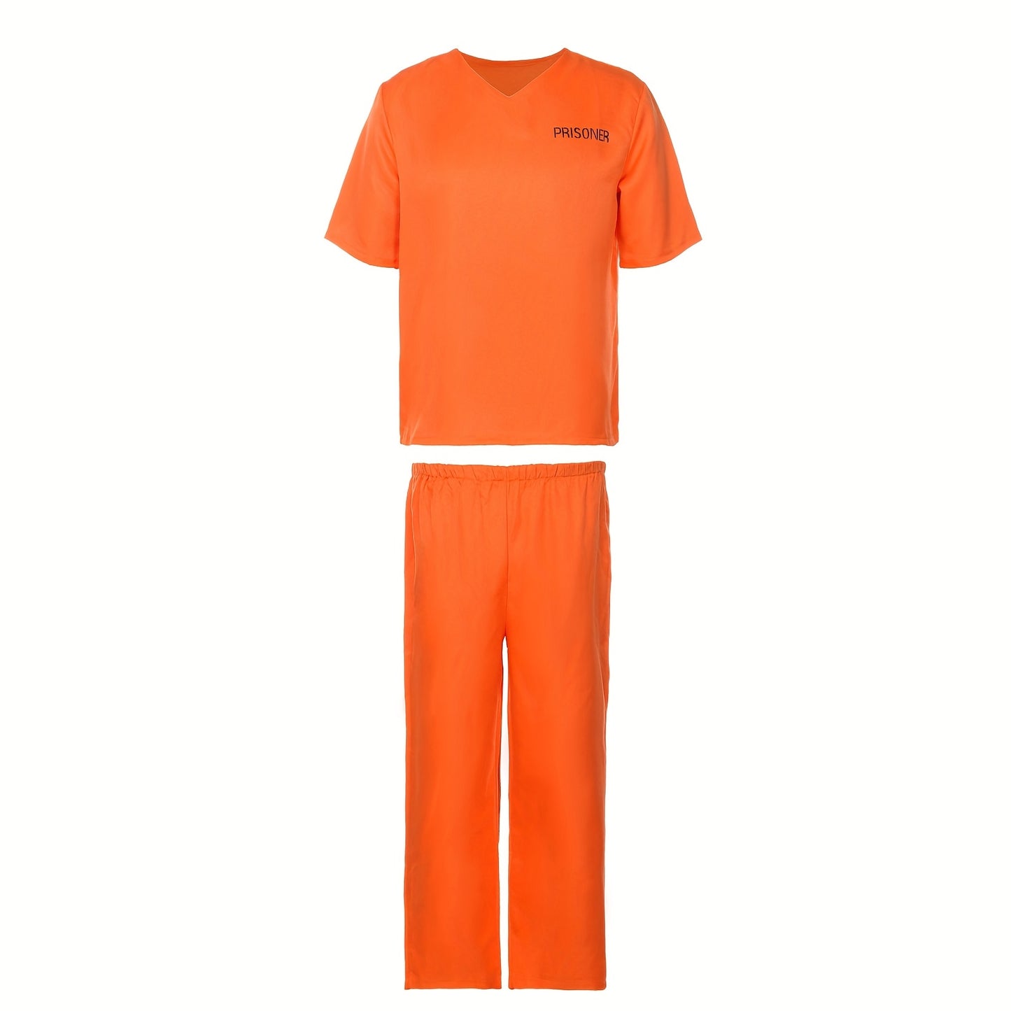 2pcs Men's Halloween prison outfit, orange prisoner top with orange trousers, Halloween costume for cosplay, autumn Men's clothing, Prison Roleplay, Themed Party Wear, Scary Costume, Stylish Cosplay, Quality Stitching, Breath