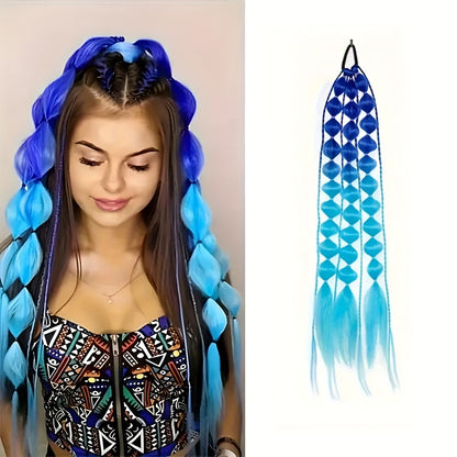 [1PCS Y2K Fashion Ponytail] 1PCS Y2K Fashion Bubble Braided Synthetic Ponytail Extension | Elastic Scrunchie Hairpiece, Versatile Style for Women, Suitable for All Occasions, Carnival/Mardi Gras/Masquerade