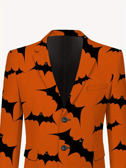 Men's Halloween Bat Suit, Casual High-end Iron-free Label Code Suit and Trousers