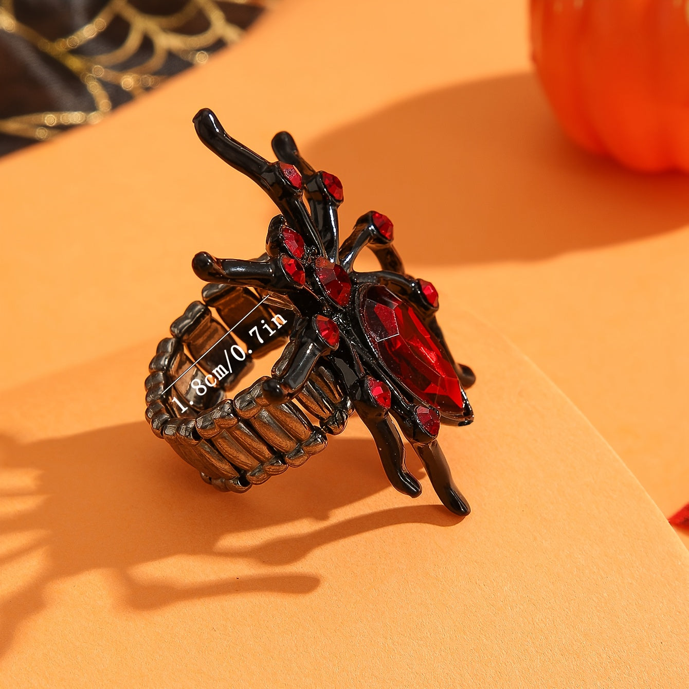 [1pc Gothic Spider Ring] Gothic Spider Ring with Red Gemstone Accent - 1pc Dark Elegant Statement Jewelry for Women, Halloween Costume Party, Everyday Gothic Jewelry Gift, Intricate Design, Coated Finish, Bold Detailed Crafts