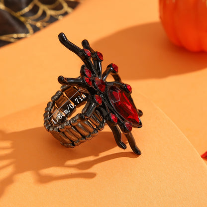 [1pc Gothic Spider Ring] Gothic Spider Ring with Red Gemstone Accent - 1pc Dark Elegant Statement Jewelry for Women, Halloween Costume Party, Everyday Gothic Jewelry Gift, Intricate Design, Coated Finish, Bold Detailed Crafts
