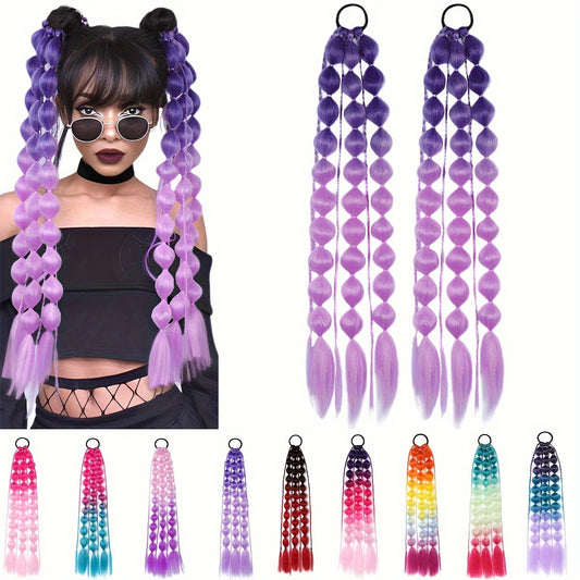 [1PCS Y2K Fashion Ponytail] 1PCS Y2K Fashion Bubble Braided Synthetic Ponytail Extension | Elastic Scrunchie Hairpiece, Versatile Style for Women, Suitable for All Occasions, Carnival/Mardi Gras/Masquerade