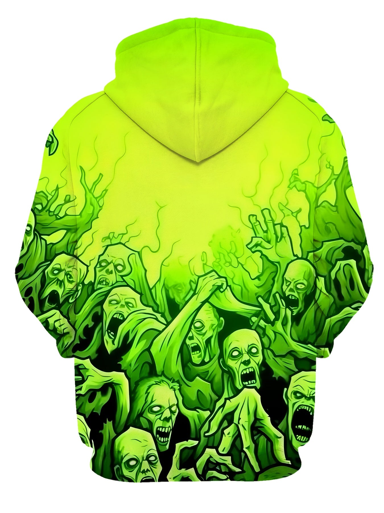 Men'S Y2K Dark Punk Skull Graphic Hoodie - Vibrant Green 3D Print, Elastic Knit Fabric, Drawstring Pocket, Regular Fit for Gym, Outdoor & Casual Wear, Autumn Winter Essential, Gym Apparel | Skull Print Hoodie | Stretchy Knit