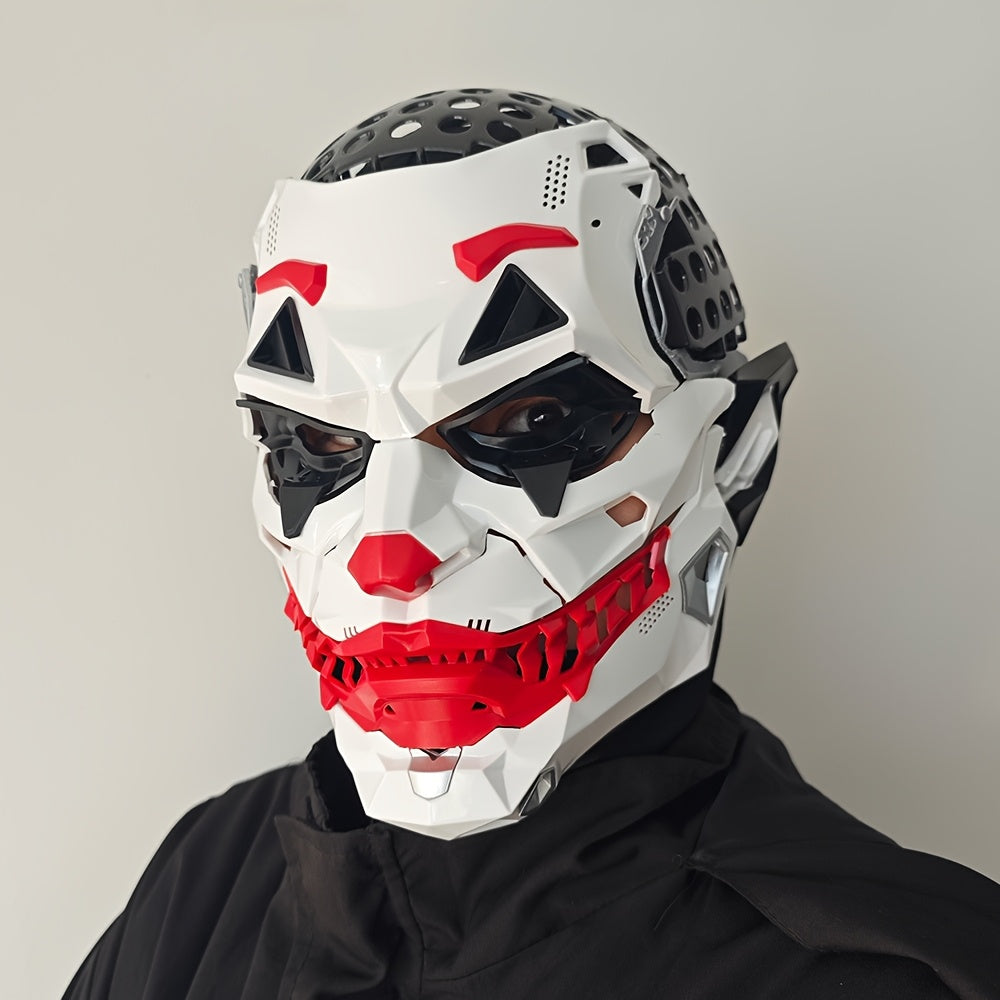 1pc Joker Clown Costume Mask - Inspired Horror Joker Mask with White & Red Lip Design, Clear Eyes & Sharp Jawline - Non-Toxic & Easy-to-Wear for Cosplay, Carnival, Costume Parties - Joker Makeup Effect for Adults & Teens (No