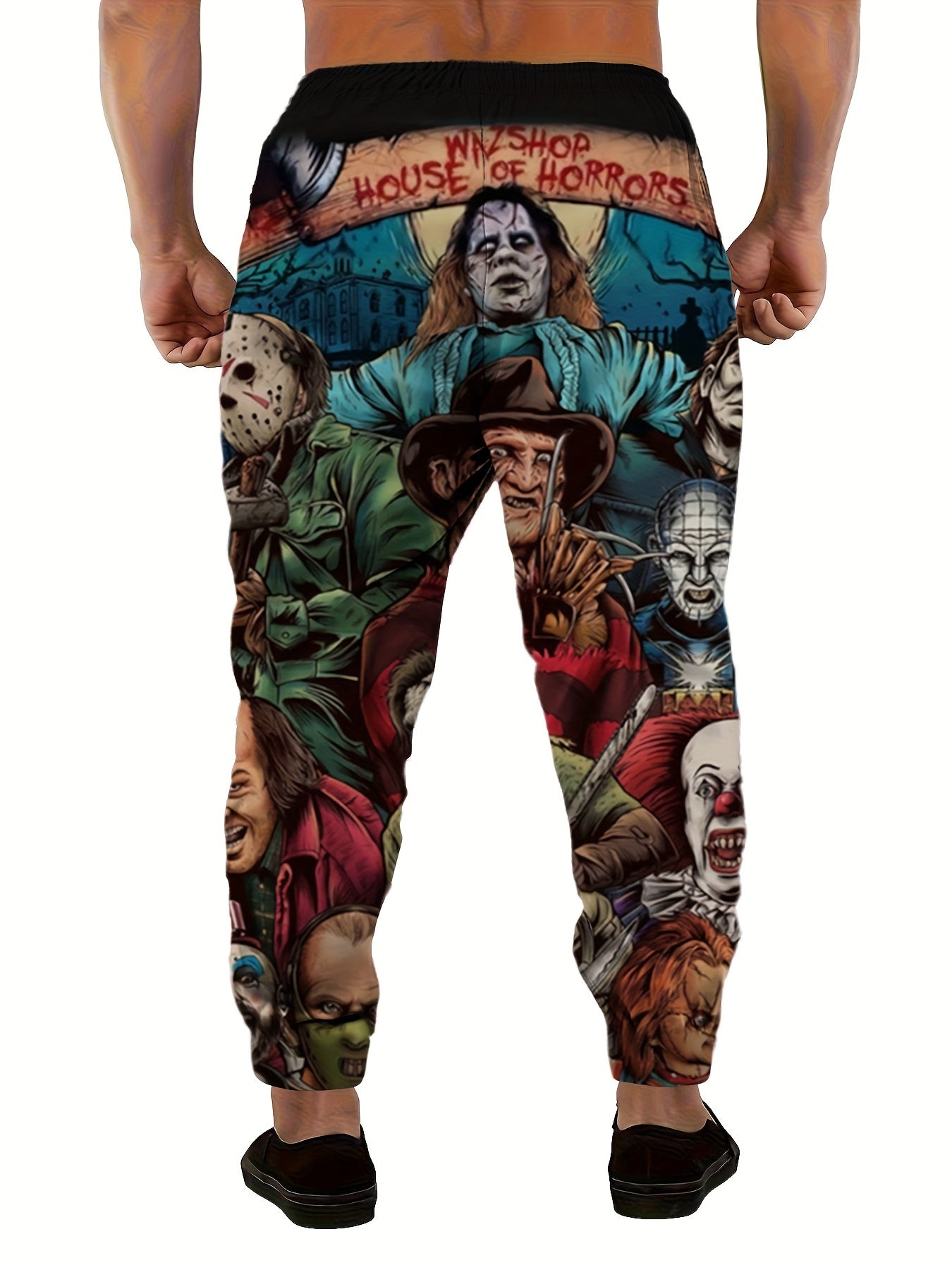 [Joker-Themed Graphic Pants] Vibrant Color Print Men's Joker-Themed Graphic Pants | Casual Loose Fit with Pockets, All-Season Comfort for Adults, Durable Fabric Pants - Joker Character Design