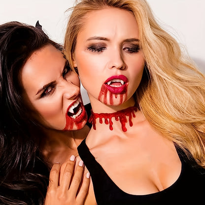[Vampire Cosplay Set] 2/15pcs/set Halloween Vampire Cosplay Costume Accessories Set | Blood-Dripping Collar, Gloves, Long Stockings - Festival Role-Playing Outfit Decorations, Bat Costume Gift, Party Supplies for Events, Part