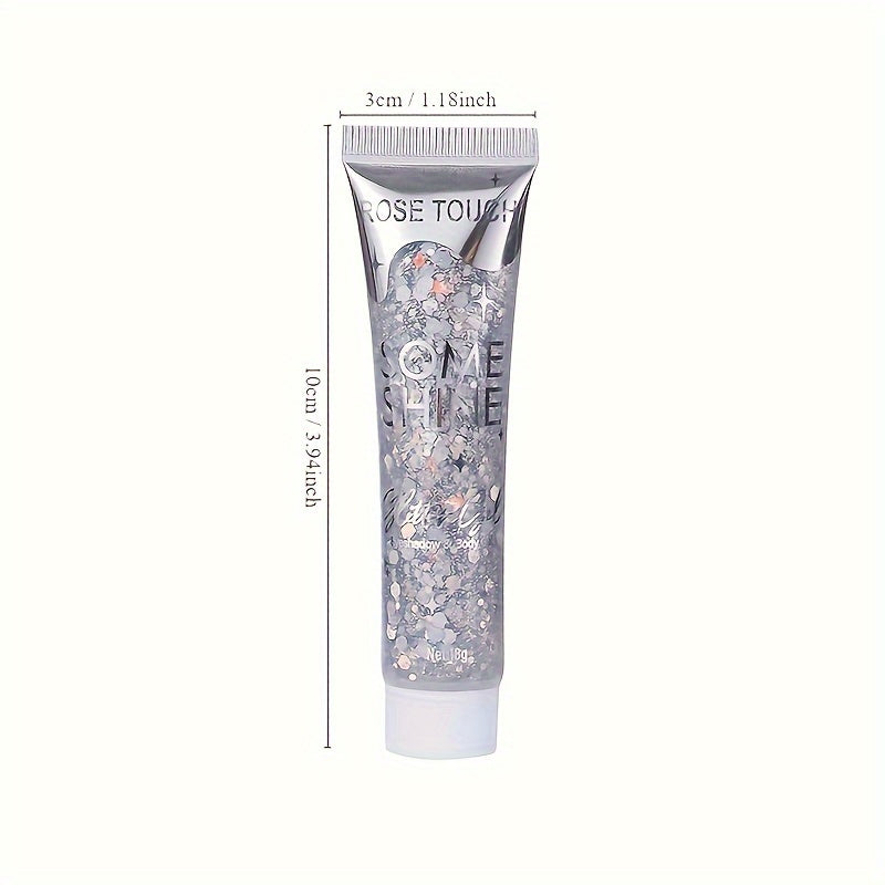 [Glitter Body Gel] Multi-Use Long-Lasting Body Glitter Gel | Plant-Based Ingredients, 6-Sided Shape, For Face, Hair, Eyes, Music Festivals, Parties, Carnival/Mardi Gras/Masquerade