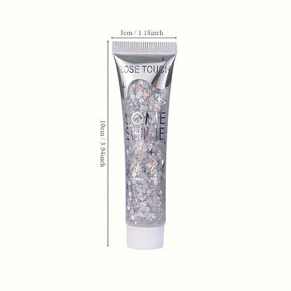 [Glitter Body Gel] Multi-Use Long-Lasting Body Glitter Gel | Plant-Based Ingredients, 6-Sided Shape, For Face, Hair, Eyes, Music Festivals, Parties, Carnival/Mardi Gras/Masquerade