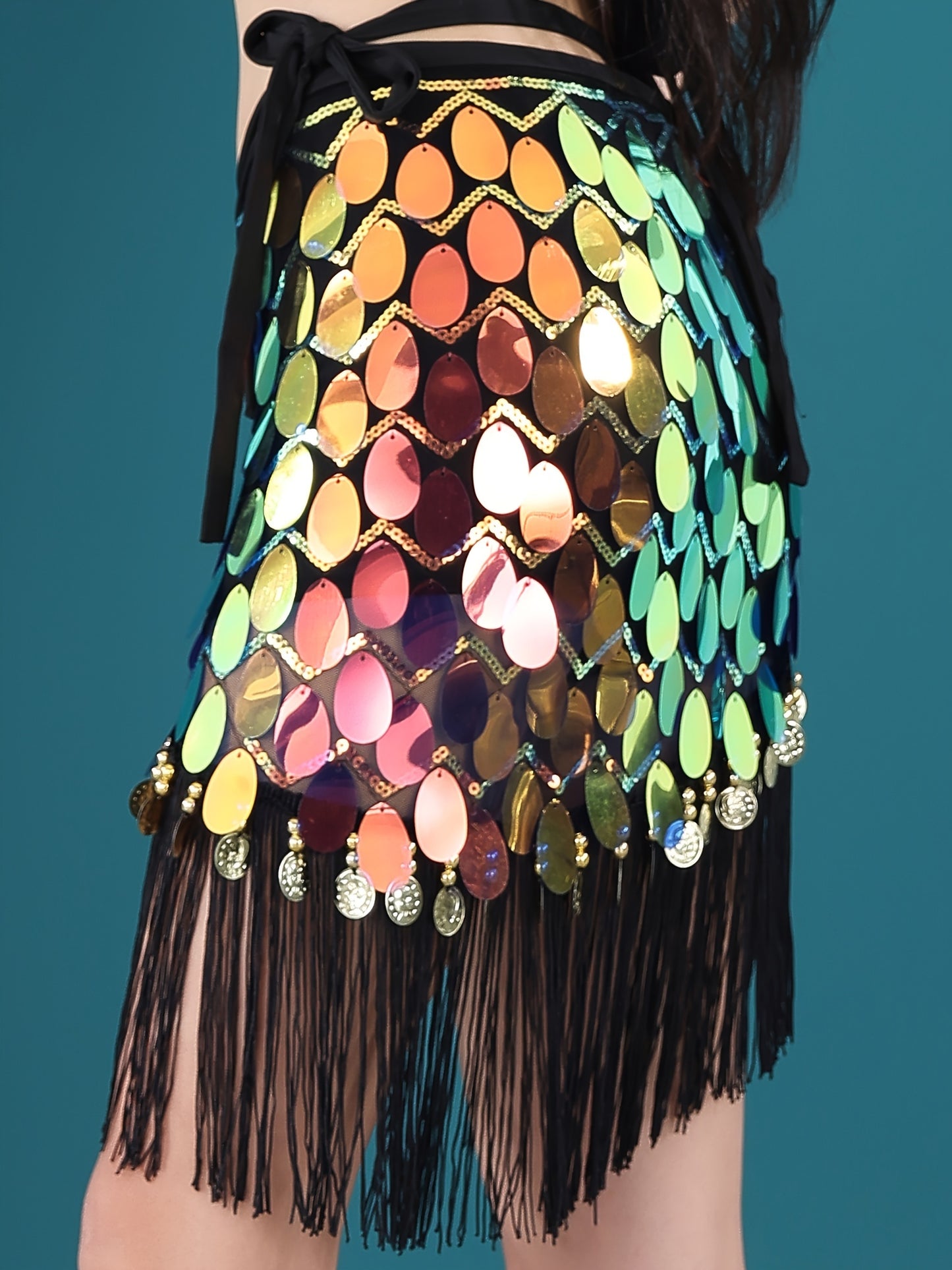 Glitter Sequins Belly Dance Hip Scarf