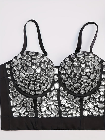 Elegant Rhinestone Fishbone Cami Top for Women