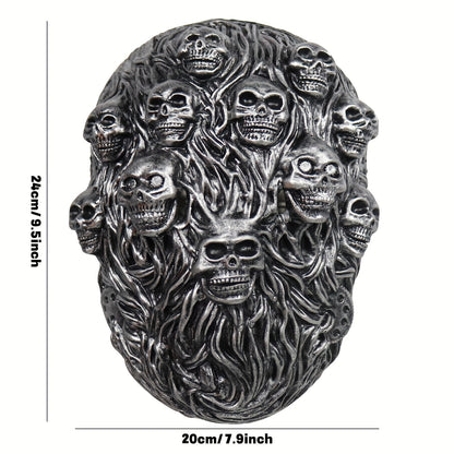 1pc Halloween Horror Skeleton Mask - Adult Size, Durable Rubber Material, Intricate Skull Design with Hair & Veil, Perfect for Costume Parties & Spooky Seasonal Decorations