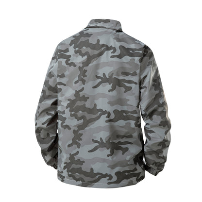 Men's Reflective Camo Soft Shell Jacket - Lightweight Polyester, Zip-Up Design with Flap Pockets, Gray Camouflage Pattern for Outdoor Activities, Running, Training, Hiking & Cycling - Perfect for Casual Wear