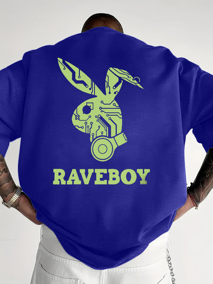 Men'S Casual Raveboy Graphic T-Shirt - Green Robot Design, Short Sleeve, Summer Tee for Adults, Casual Summer Wear | Vibrant Print Top | Comfortable Fit, Rave Clothing