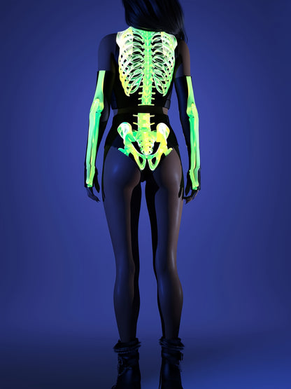 Women'S Halloween Futuristic Costume - Superhero Outfit with 3D Printed Skeleton Pattern, Cosplay and Year-Round Fashion, Sexy Skeleton for Women, Tight-Fitting, Seasonal Party Attire, Performance Costume, All Seasons | Skull