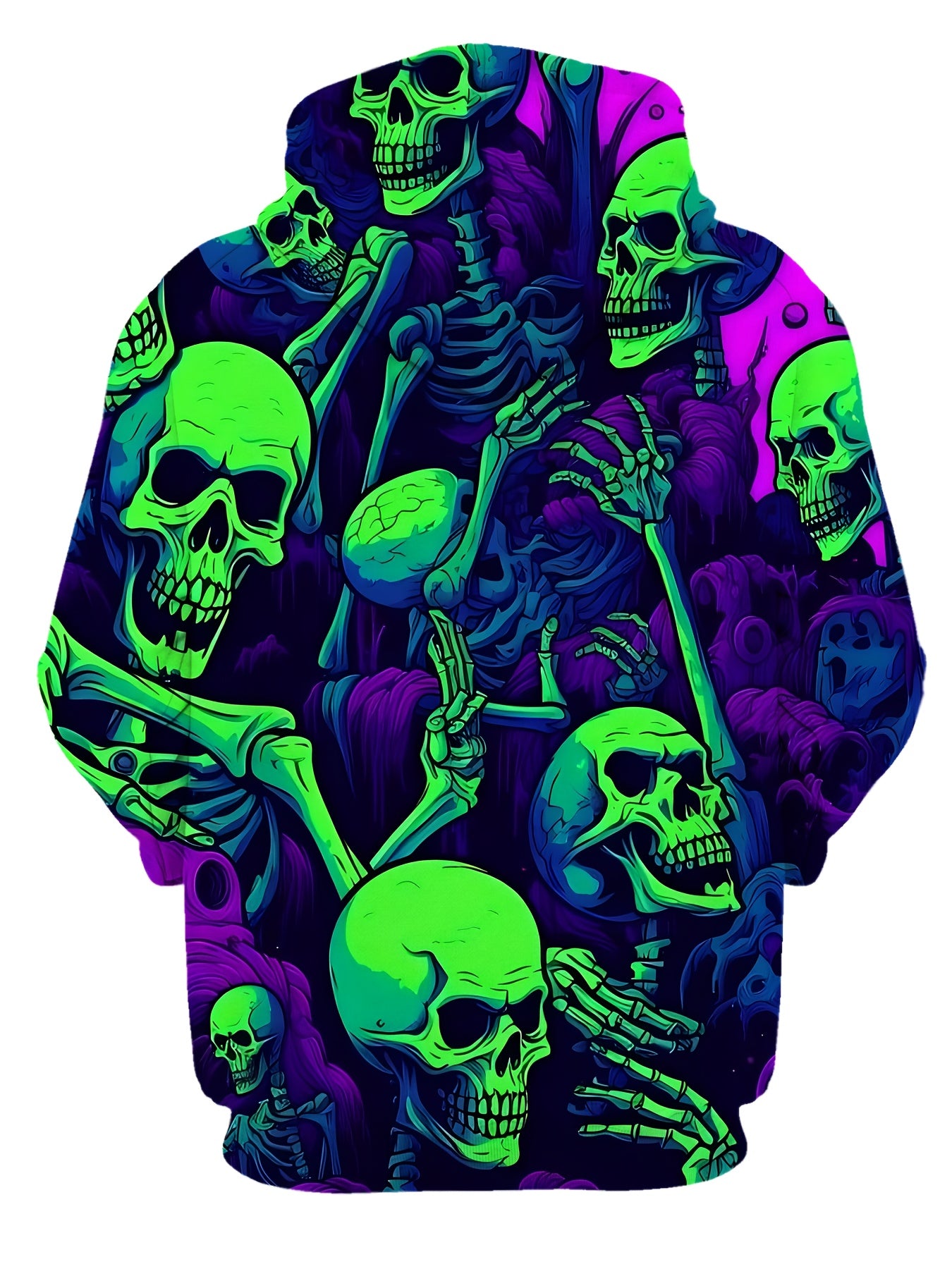 Men's Gothic Y2K Hoodie - Dark Purple & Neon Green Skull Graphic Pullover - Stretch Knit Sweatshirt with Drawstring Hood - Streetwear Gym Casual Outfit for Everyday & Halloween - Machine Washable Men's Clothing, Comfortable F