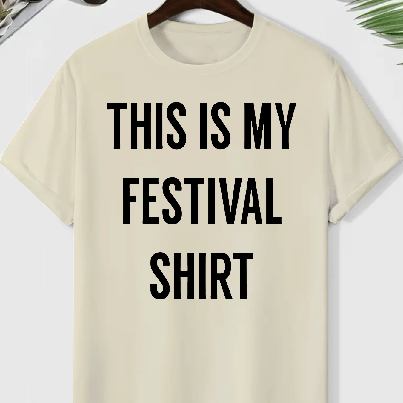 Men's "This Is My Festival Shirt" Graphic Tee - Gray Casual Crew Neck Short Sleeve T-Shirt, Lightweight & Breathable Polyester Blend, Perfect for Summer Festivals & Casual Attire