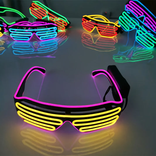 LED Glow Glasses, PC Material, Black Color, Battery Powered, ≤36V Operating Voltage, Non-Include Battery, for Party, Festival, Halloween, Christmas, Nightclub, KTV, Bar