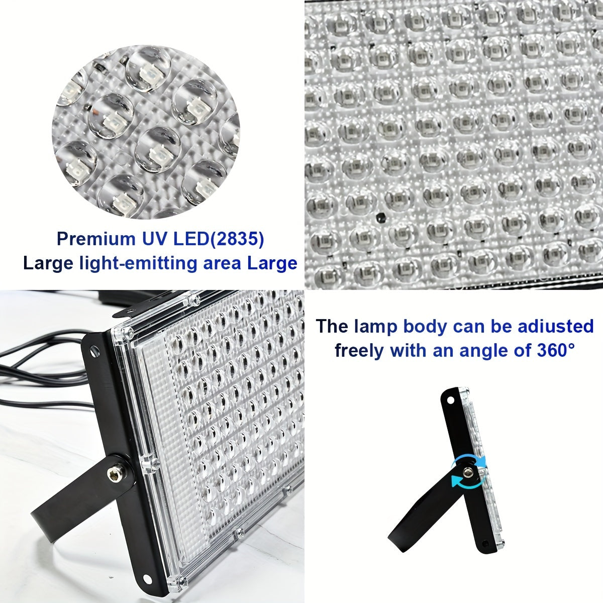 USB Powered Black Light with 50/96/144 LEDs, Metal UV Floodlight for Luminous Parties, Halloween/Christmas, Body & Fluorescent Painting, Birthday & Neon Events, Switch Control, No Battery Required, Night Light Rechargeable