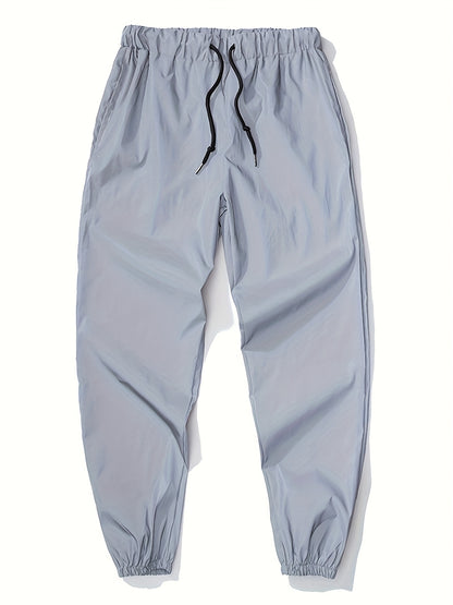 Spring and Autumn Men's Nighttime Reflective Sweatpants Fashion Streetwear Illuminated Straight Casual Trousers