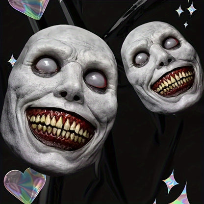 [Scary Zombie Mask Set] Scary Halloween Zombie Mask Set - 1pc Clown & Demon Dual Design | Lightweight Breathable Plastic | Cosplay/Haunted House Party | Fangs Included