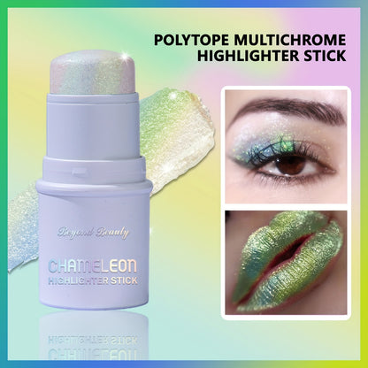 Light-Activated Chameleon Holographic Highlighter Stick - 1pc Waterproof Multi-Use Glitter for Face & Body - Long-Lasting Intense Pigment, Lightweight Concealer, Universal Shade for All Skin Tones, Subtle Shimmer Effect, Stic