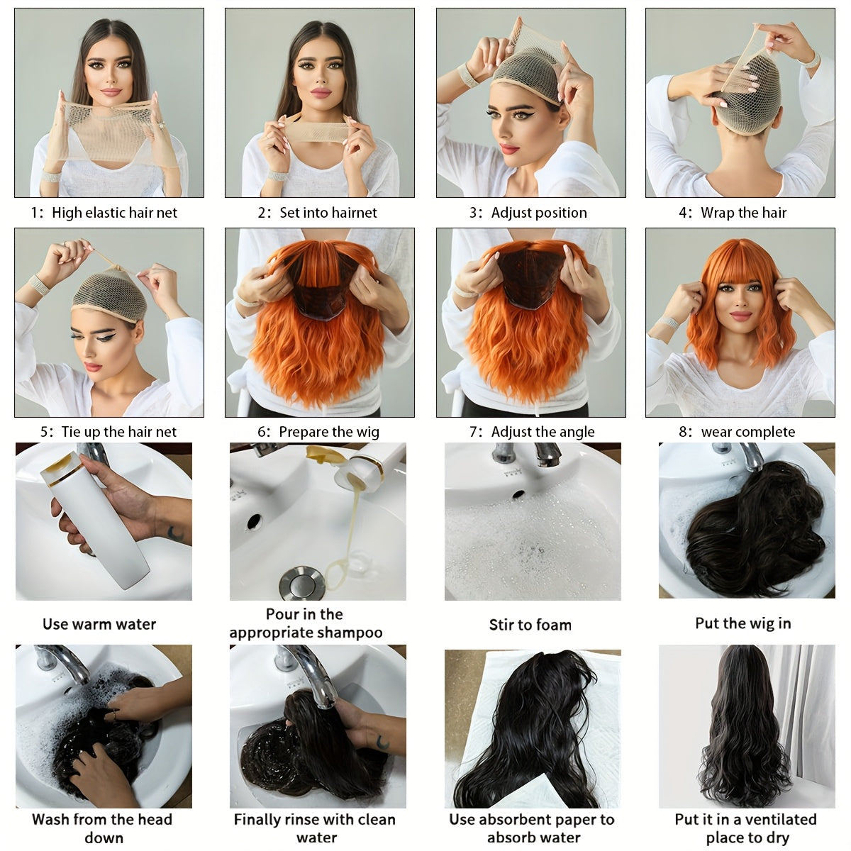 [Halloween Green Wig] Halloween Long Curly Wavy Green Wig for Women | Modest Fashion Middle Part Wigs with Curtain Bangs High Density Synthetic Fiber Fake Hair Trick or Treat Wear Beginners Glueless Wig Accessories Cosplay Pa
