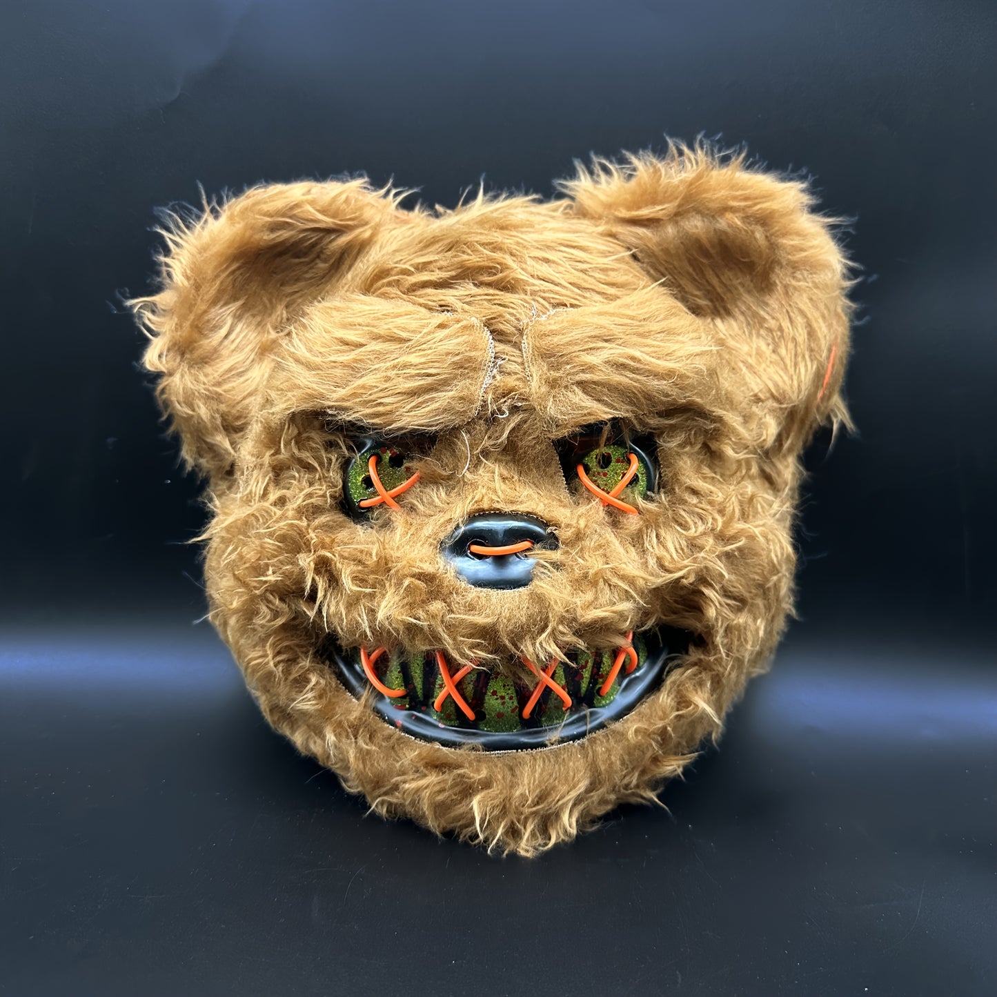 Spooky Glowing Bunny and Bear Mask - Orange, Plastic, Battery-Operated Halloween, Easter, Carnival Costume Prop with X-Eyes and Sharp Teeth Design, Includes Battery Holder (Batteries Not Included), Halloween Costume | Playful