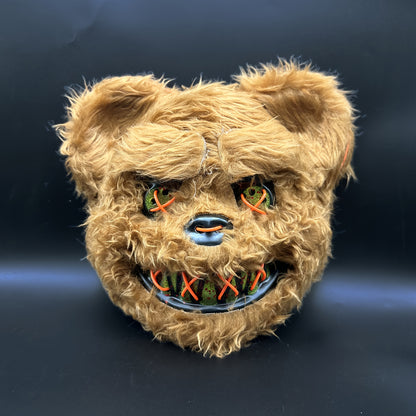 Spooky Glowing Bunny and Bear Mask - Orange, Plastic, Battery-Operated Halloween, Easter, Carnival Costume Prop with X-Eyes and Sharp Teeth Design, Includes Battery Holder (Batteries Not Included), Halloween Costume | Playful