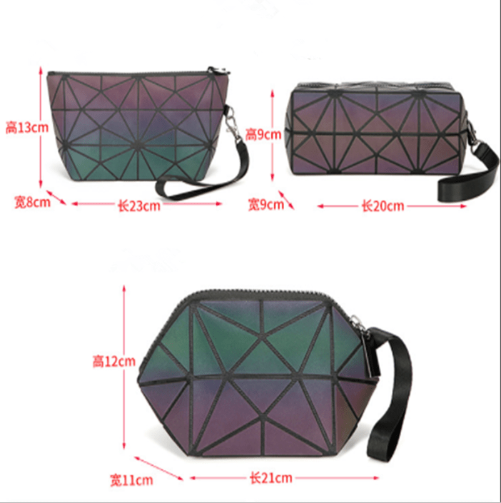 3pc Glow Radium Holographic Reflective Makeup Bag Se
