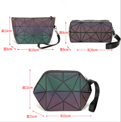 3pc Glow Radium Holographic Reflective Makeup Bag Se