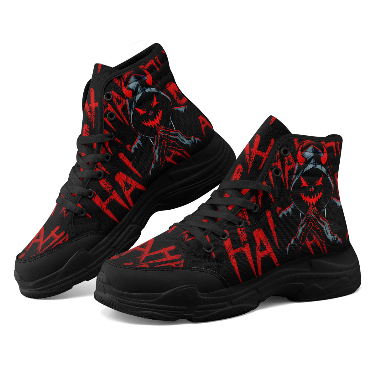 [Devil Graphic Sneakers] Men's Plus Size Devil Graphic High-Top Sneakers - Lightweight, Breathable Lace-Up Trainers with TPR Sole | Comfortable Walking Shoes for Halloween, Casual Outdoor Wear, All-Season Use, Trendy Footwear