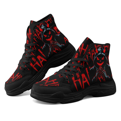 [Devil Graphic Sneakers] Men's Plus Size Devil Graphic High-Top Sneakers - Lightweight, Breathable Lace-Up Trainers with TPR Sole | Comfortable Walking Shoes for Halloween, Casual Outdoor Wear, All-Season Use, Trendy Footwear