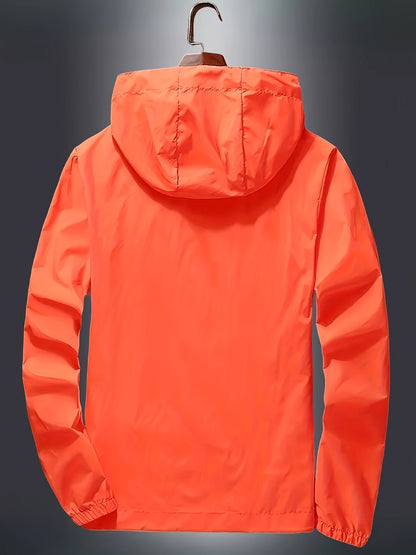 Men's Zip-Up Hooded Jacket - Breathable Reflective Outerwear for Gym, Cycling, Hiking & Beach Use - Lightweight Spring/Summer/Autumn Outdoor Wear with Zippered Storage Design. High-Quality Unisex Hoodie Perfect for Water Spor