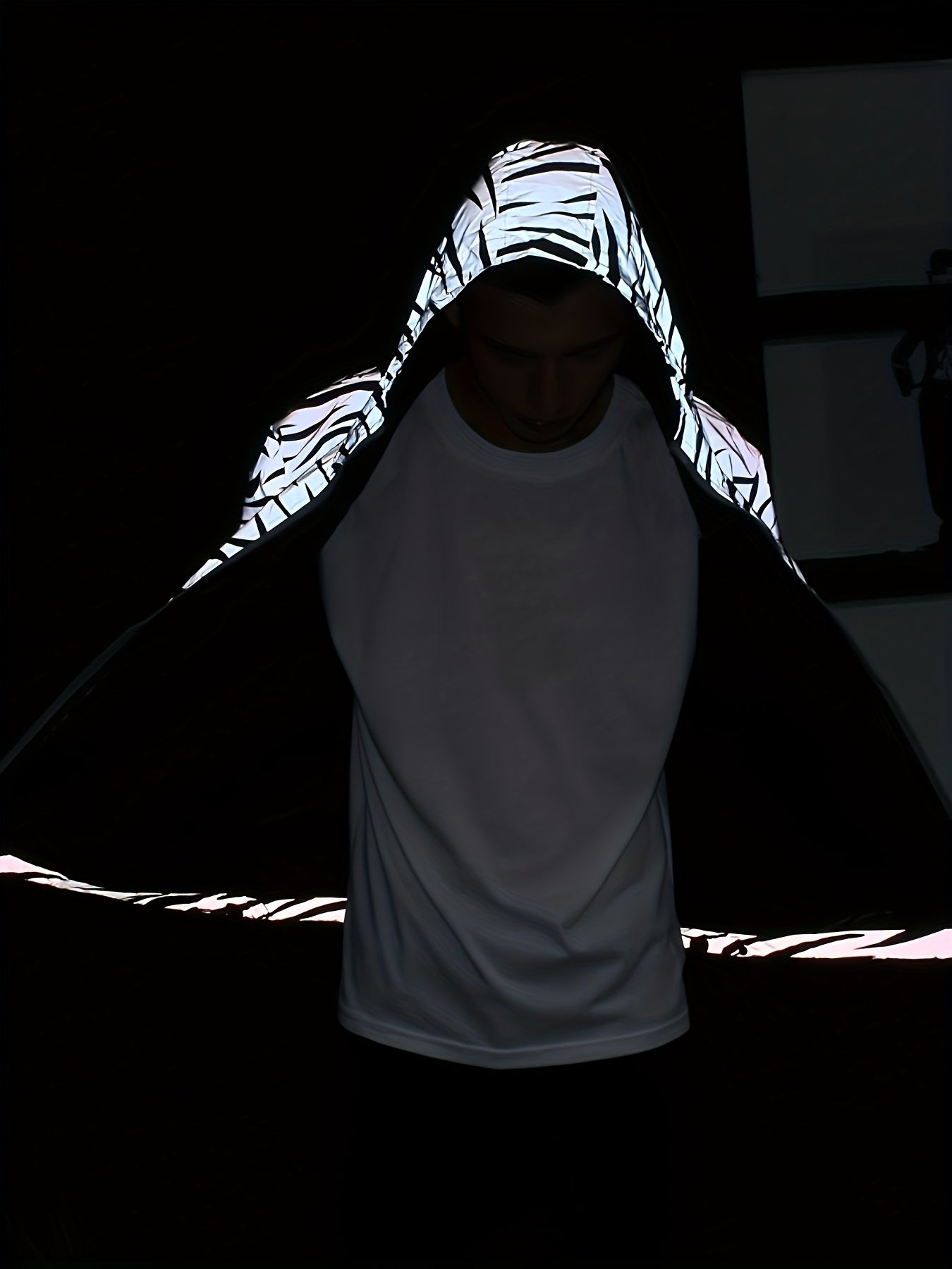 Men's Reflective Zebra Stripe Hooded Jacket