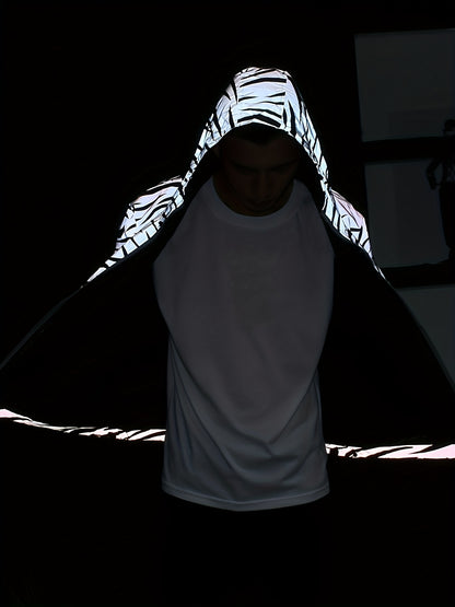 Men's Reflective Zebra Stripe Hooded Jacket
