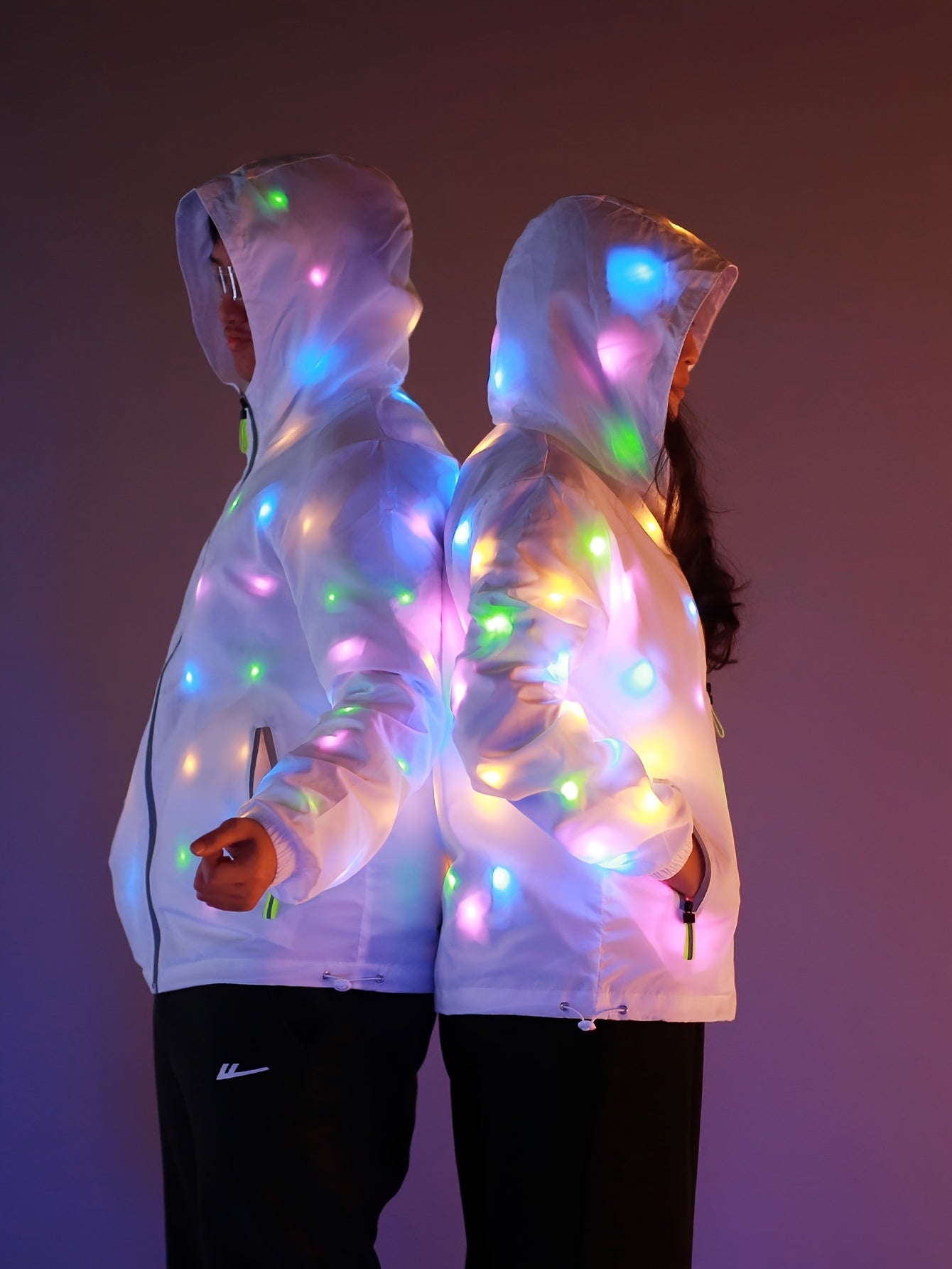 Colorful Glowing Clothing, a Stunning White Jacket, Party Hoodies, And Cool Club Outfits.