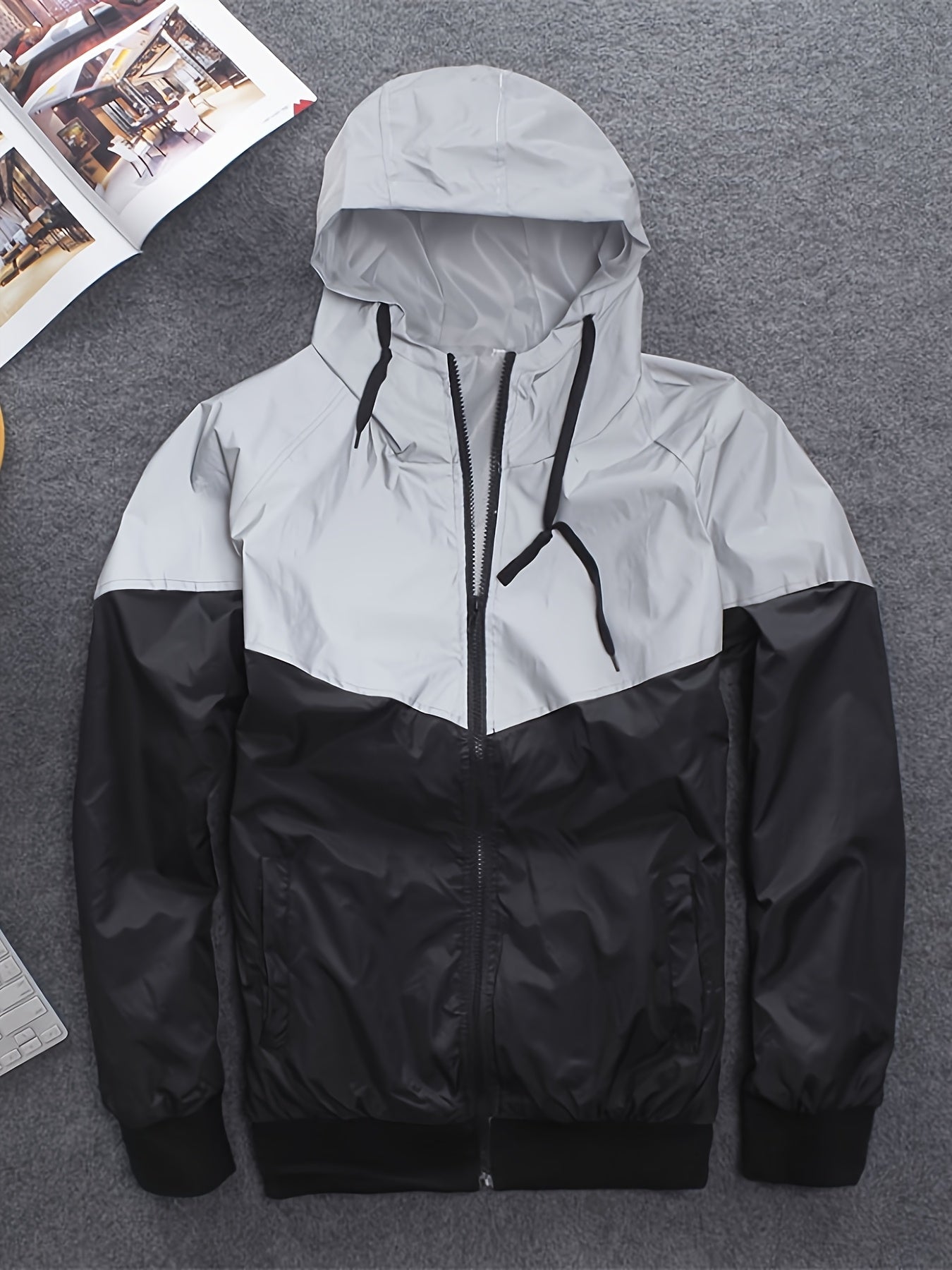 Durable Build, Men's Reflective Color Block Hooded Jacket